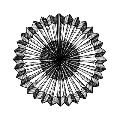 Chinese New Year decoration. Traditional folding fan sketch. Hand-drawn vector illustration. China Lunar New Year. NOT AI generatad
